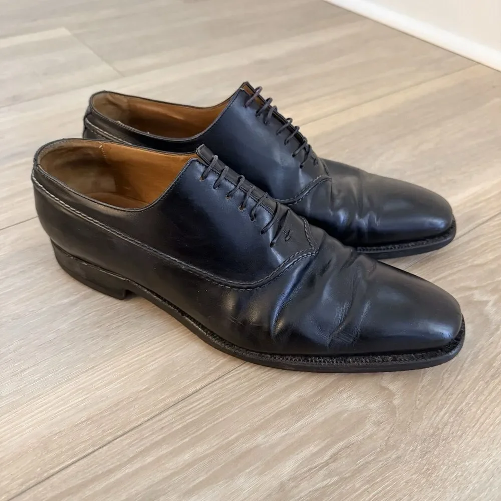 Sutor Mantellassi Mens Shoes Sz 11.5 Black Leather Lace Up Oxford Handmade Italy